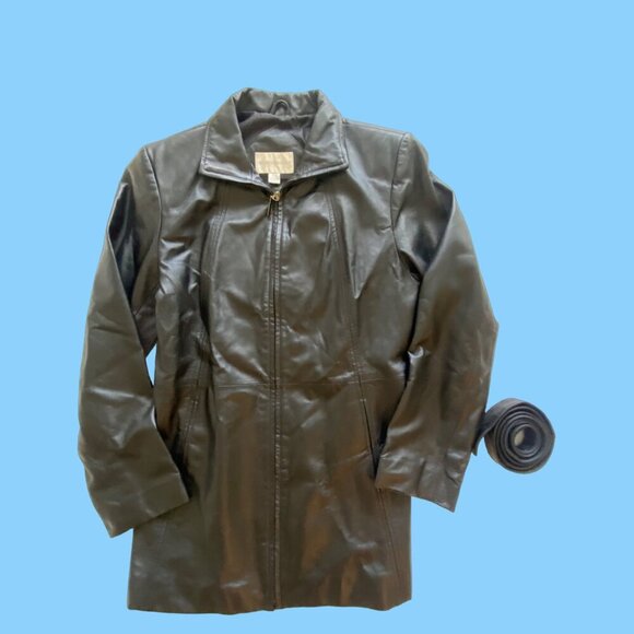 WORTHINGTON Genuine Leather Women's Medium Jacket w/Belt Biker Pockets EUC - Picture 16 of 16